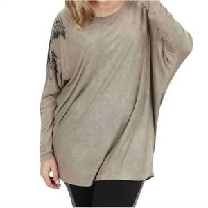 NEW VOCAL APPAREL indian print tunic top (plus size) in olive